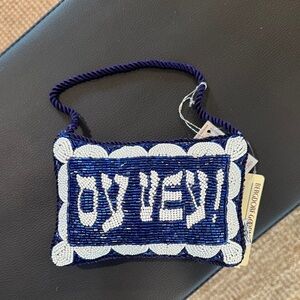 Oy Vey! Blue and White Beaded Doorknocker Ornament $40